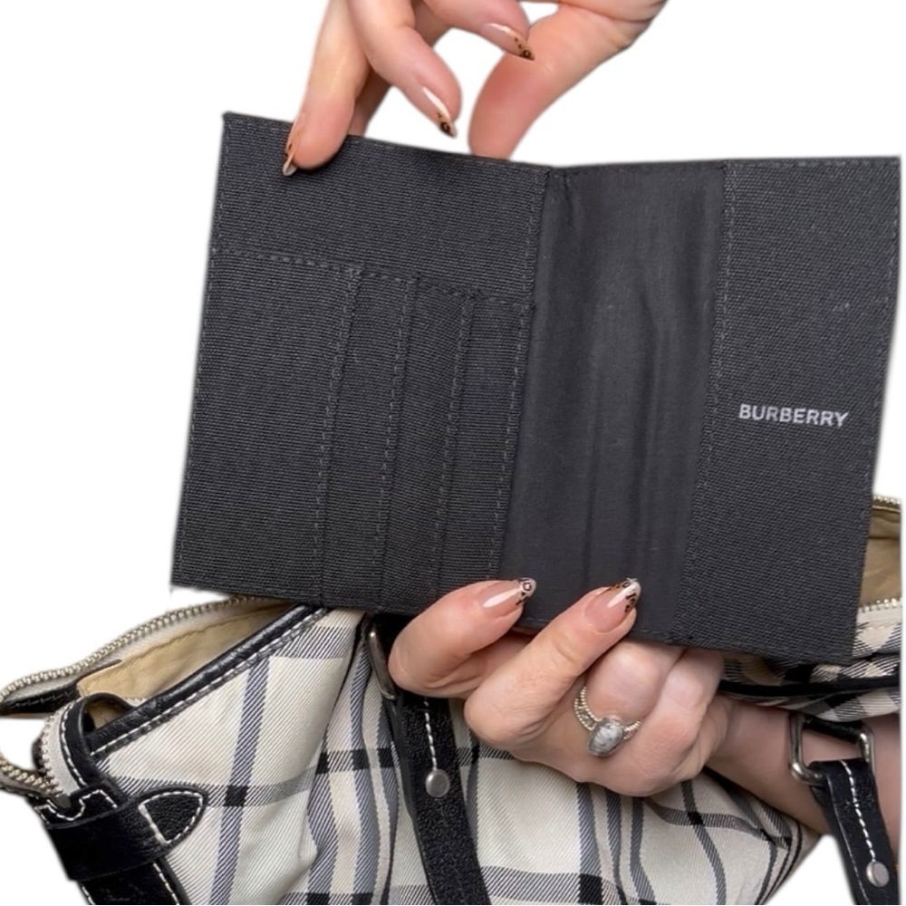 Burberry Nova Check Tote Black Leather Trim Shoulder Bag Beige Check - Picture 4 of 13